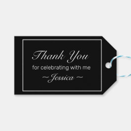 Modern, minimalistisk Tack från Black Birthday Presentetikett