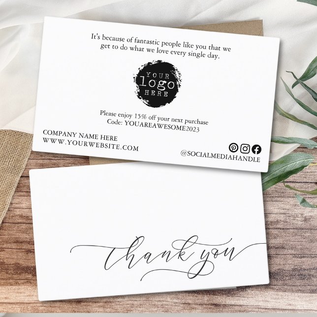 Modern, minimalistisk Tack-skript, liten märkning Visitkort (Skapare uppladdad)