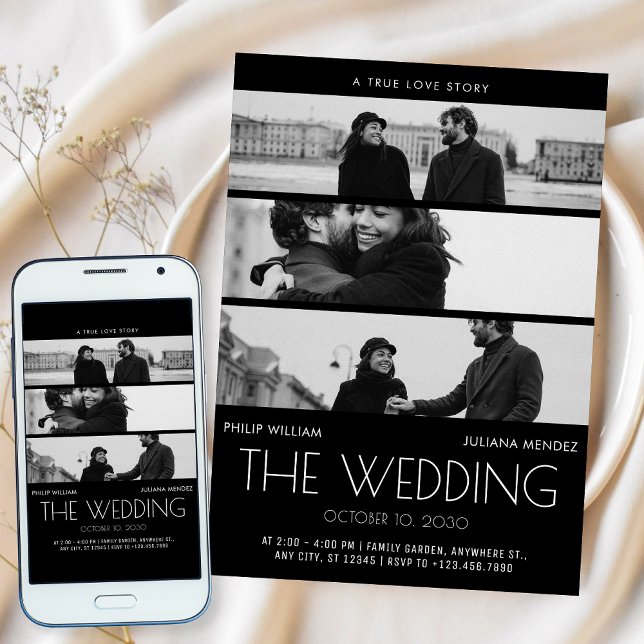 Modern minimalistisk täckfilm poster foto bröllop inbjudningar (Skapare uppladdad)
