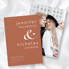 Modern minimalistisk terracotta Ampersand Photo Spara Datumet