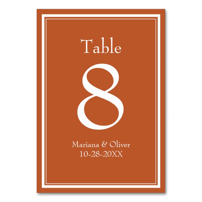 Modern minimalistisk terracotta bordsnummer (Framsidan)