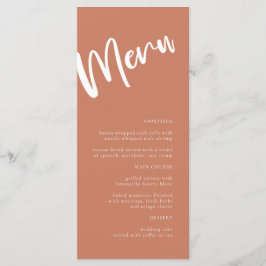 Modern minimalistisk Terracotta Bröllop Menu Meny