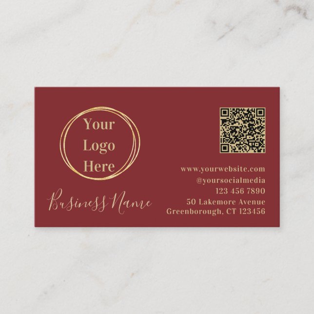 Modern minimalistisk terracotta QR-kod Visitkort (Framsida)