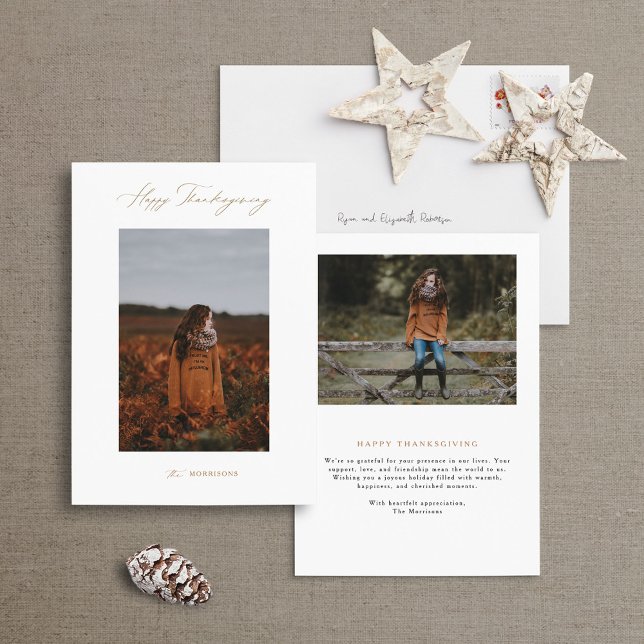 Modern minimalistisk Thanksgiving-fotokort Julkort (Skapare uppladdad)