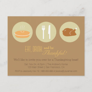 Modern minimalistisk Thanksgiving-middagsfest Inbjudningar