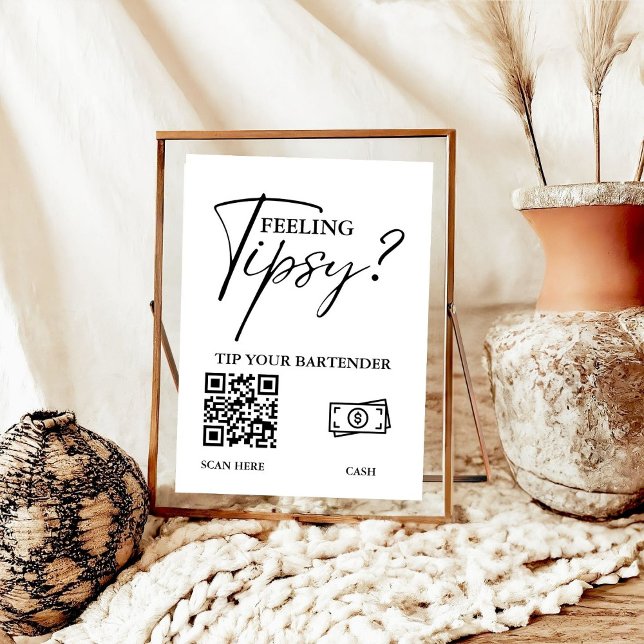Modern minimalistisk tipsa ditt Bartender-Bröllop- Poster (Skapare uppladdad)