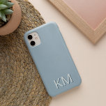 Modern minimalistisk tonårsmonogram<br><div class="desc">Modern minimalistisk design i chic med tondammigt blått färger har initialer eller monogram i ren,  enkel skrift längs grund,  med ett djupare färg för 3D-utseende.</div>