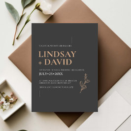 Modern minimalistisk träkol och vitt inbjudningar