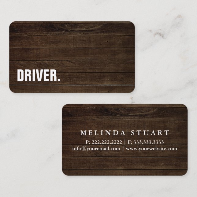 Modern minimalistisk träskiva FÖRARE Professionell Visitkort (Fram/baksida)