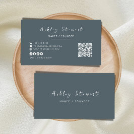 Modern minimalistisk Trendig Navy Professionell Qr Visitkort