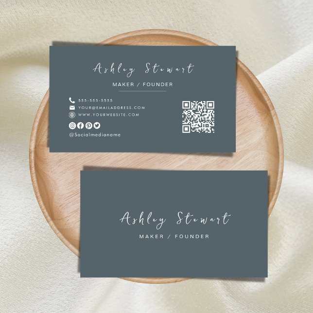 Modern minimalistisk Trendig Navy Professionell Qr Visitkort (Skapare uppladdad)