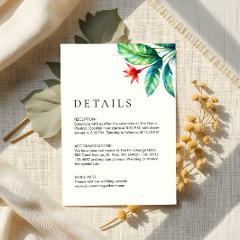 Modern minimalistisk tropisk grej Löv Bröllop Tilläggskort