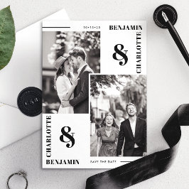 Modern minimalistisk tvåfoto Spara datumkortet Datumet