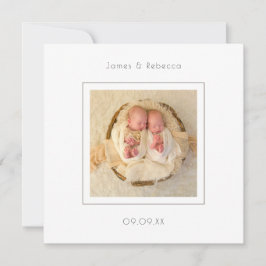 Modern minimalistisk Twillingar Fotofödelsemeddela