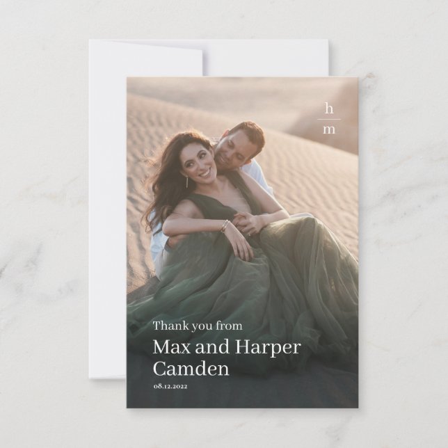 Modern, minimalistisk typ av foto Bröllop Tack Kort (Framsida)