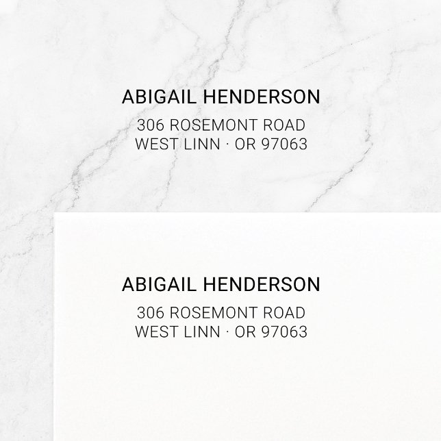 Modern Minimalistisk typo Basic 10 | RETURADRESS Självfärgande Stämpel (Simple modern minimalist typography return address rubber stamp template for self-inking stamps.)