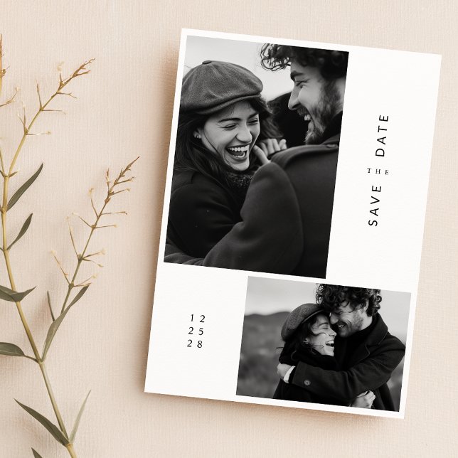 Modern minimalistisk typografi 2 foto Bröllop Spara Datumet (Skapare uppladdad)