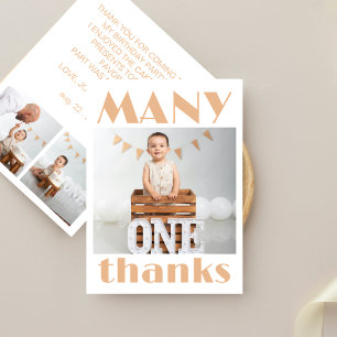 Modern minimalistisk typografi 3 Foto Födelsedag Tack Kort