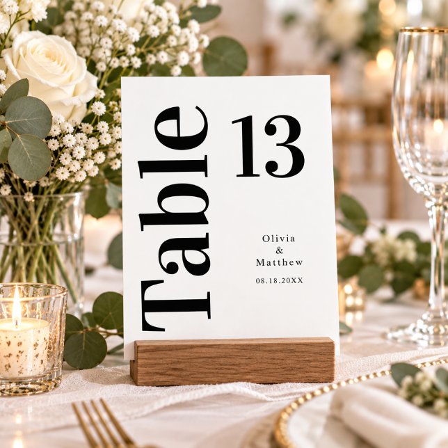 Modern Minimalistisk Typografi Bröllop  Bordsnummer (table cards wedding minimalist black and white calligraphy script modern simple elegant sophisticate)