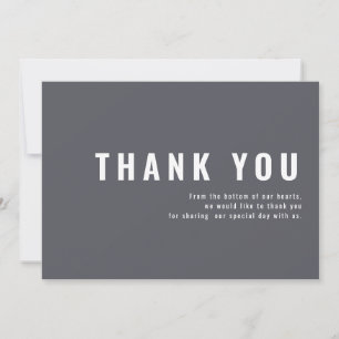 Modern + minimalistisk typografi Bröllop Tack Kort