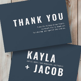 Modern + minimalistisk typografi Bröllop Tack Kort