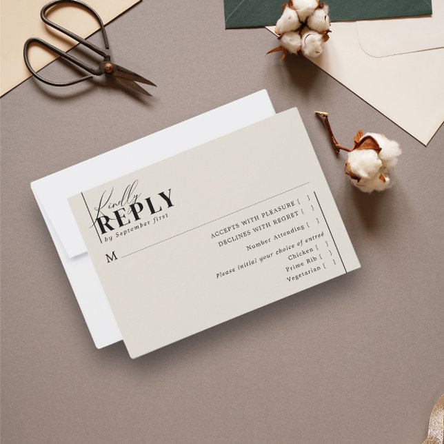 Modern minimalistisk typografi Bröllop Taupe-målti OSA Kort (Skapare uppladdad)