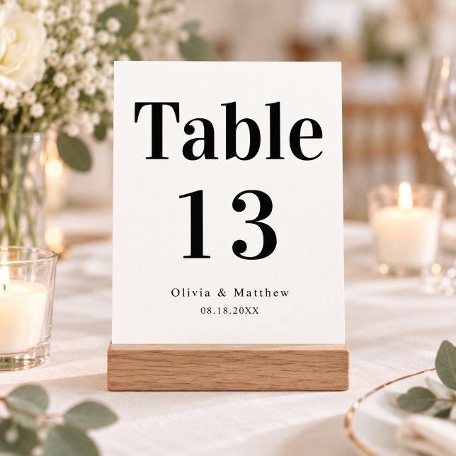 Modern minimalistisk typografi Bröllopsbord nummer Bordsnummer (table cards wedding minimalist black and white calligraphy script modern simple elegant sophisticate)