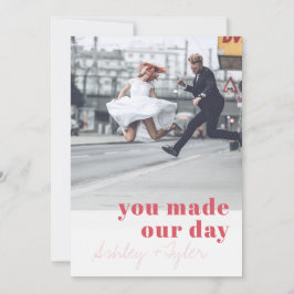 Modern Minimalistisk Typografi Bröllopsfoto Tackko Inbjudningar