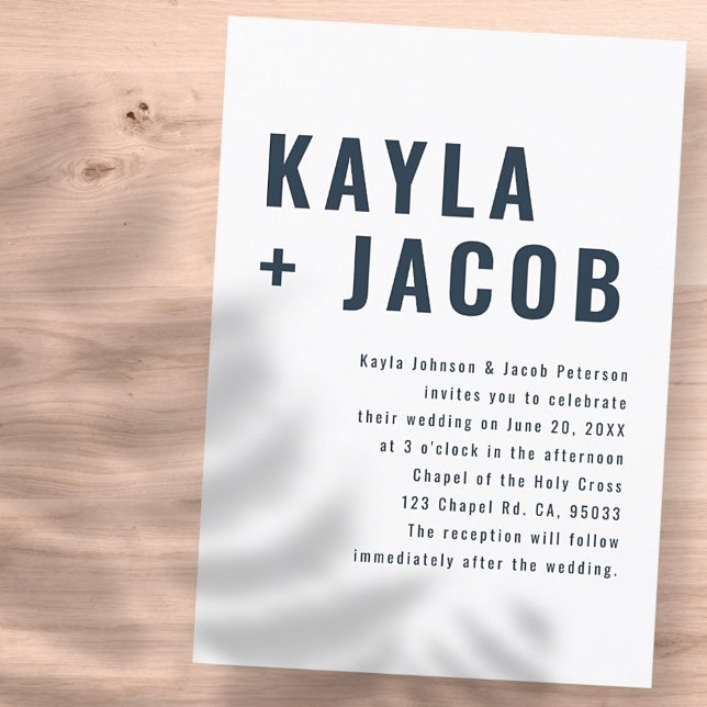 Modern + minimalistisk typografi-bröllopsinbjudan inbjudningar (Skapare uppladdad)