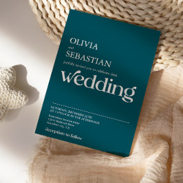 Modern minimalistisk typografi Deep Teal Bröllop Inbjudningar