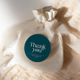 Modern minimalistisk typografi Deep Teal Bröllop Runt Klistermärke