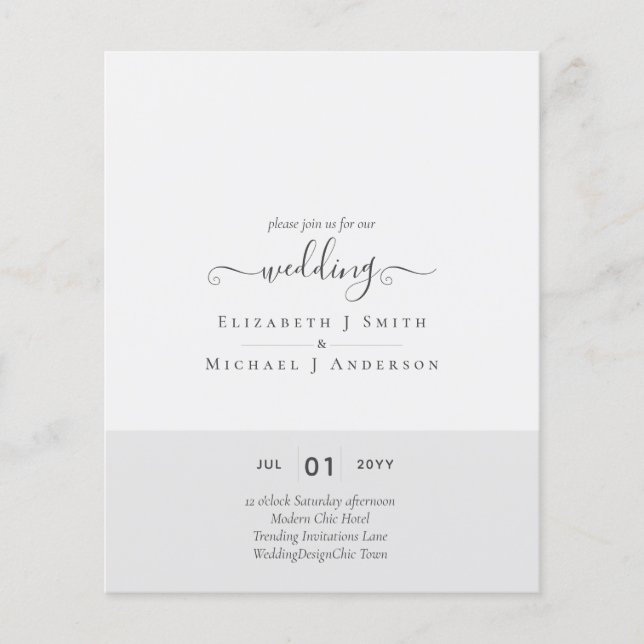 Modern minimalistisk typografi Färg Bröllopsinbjud Flygblad (Framsidan)
