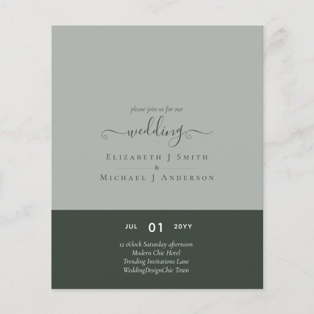 Modern minimalistisk typografi Färg Bröllopsinbjud Flygblad (Framsidan)