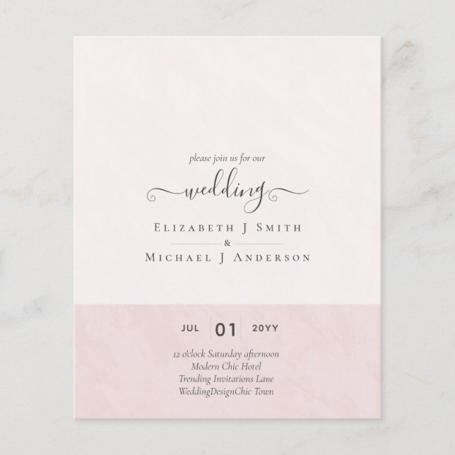 Modern minimalistisk typografi Färg Bröllopsinbjud Flygblad (Framsidan)