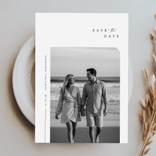 Modern Minimalistisk Typografi Foto Bröllop Spara Datumet