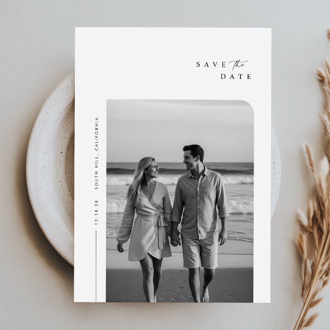 Modern minimalistisk typografi - foto Bröllop Spara Datumet (Skapare uppladdad)