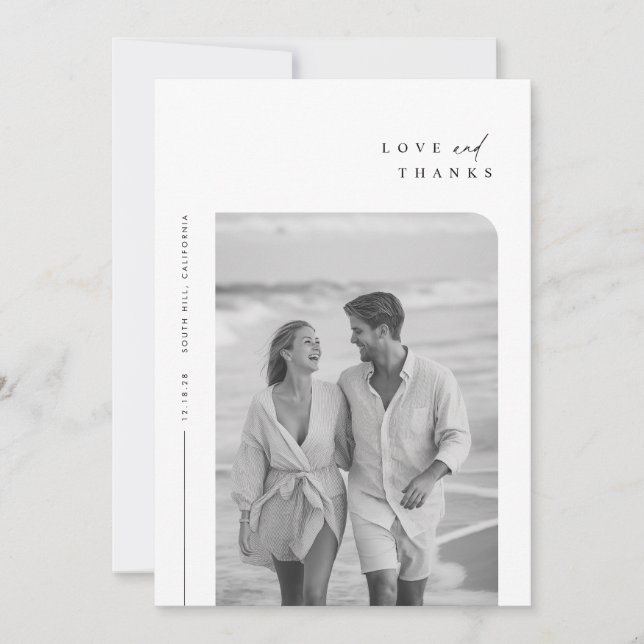 Modern minimalistisk typografi - foto Bröllop Tack Kort (Framsida)