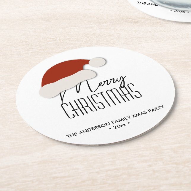 Modern minimalistisk typografi God jul Party Underlägg Papper Rund (Vinklad)