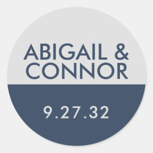 Modern minimalistisk typografi, marinblå Grått Nam Runt Klistermärke