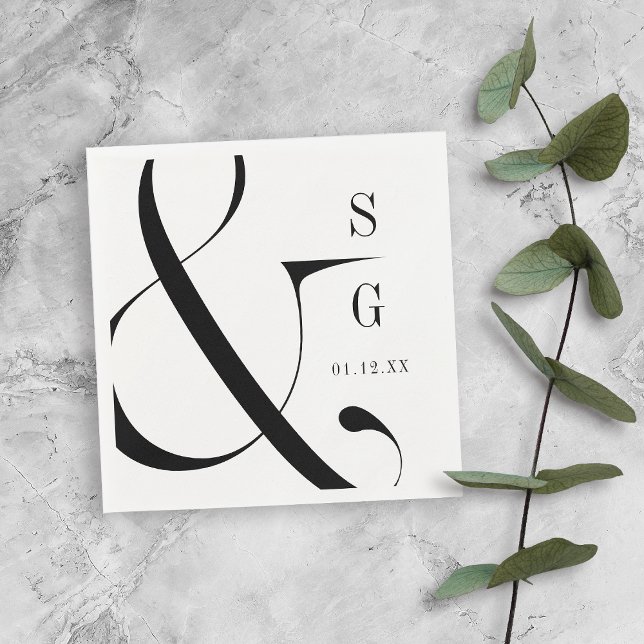 Modern minimalistisk typografi par monogram pappersservett (Modern minimalist typography couples monogram napkins)