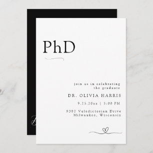 Modern minimalistisk typografi PhD Studenten Inbjudningar