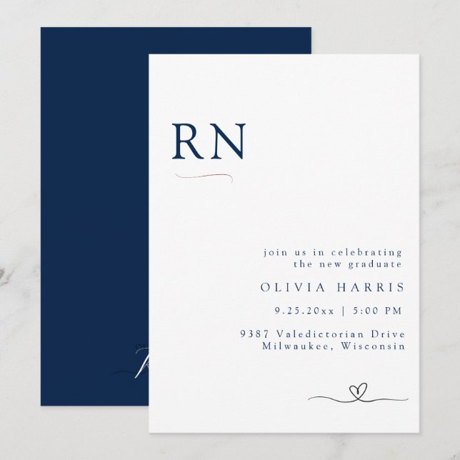 Modern minimalistisk typografi som ger näring till inbjudningar (Fram/baksida)
