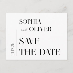 Modern minimalistisk typografi sparar datumet vykort