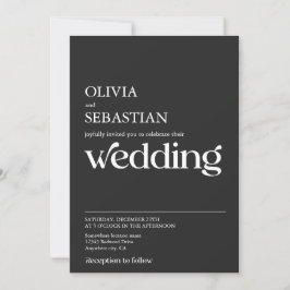 Modern minimalistisk typografi, svart Bröllop Inbjudningar