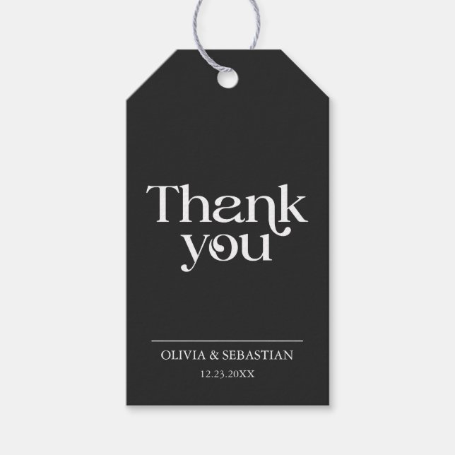 Modern minimalistisk typografi, svart Bröllop Presentetikett (Framsidan)