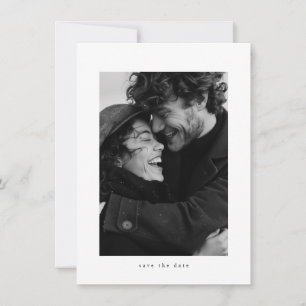 Modern minimalistisk typsnittsfoto Budgetbröllop Spara Datumet