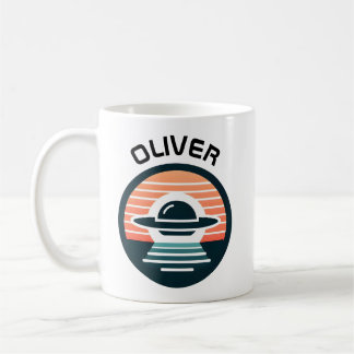Modern minimalistisk UFO vid solnedgång Kaffemugg
