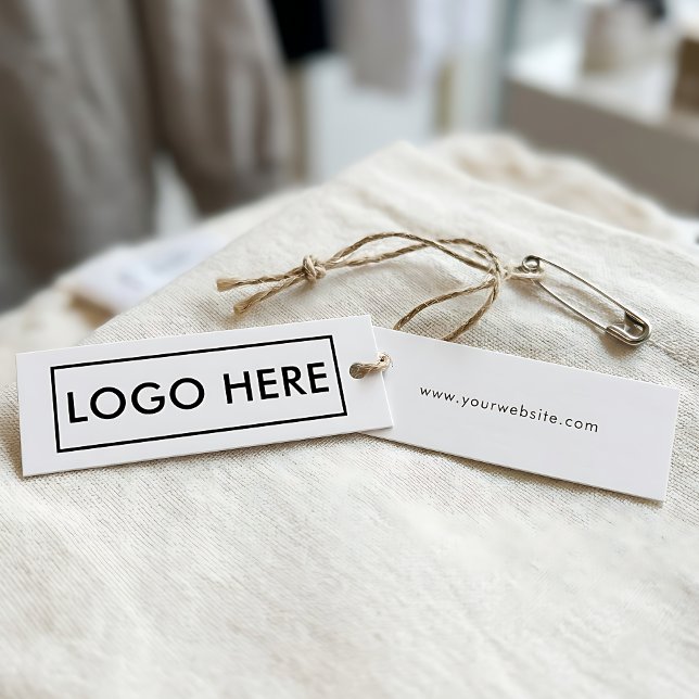 Modern minimalistisk upphängningsetikett för eget  litet visitkort (custom logo modern minimalist simple white clothing label tag)