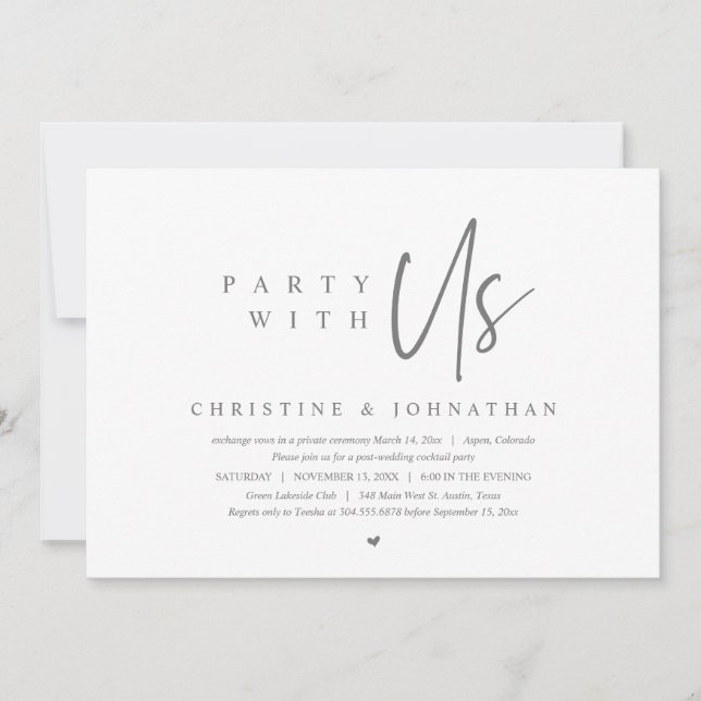 Modern minimalistisk utarmning av Bröllop, Party m Inbjudningar (Framsida)