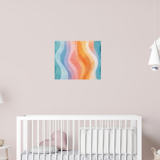 Modern Minimalistisk Våg Poster • Neutral Abstrakt (Barnkammare 2)